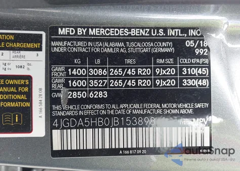 2018 Mercedes-Benz Gle 350 4Matic из США, поврежденный, VIN 4JGDA5HB0JB153898